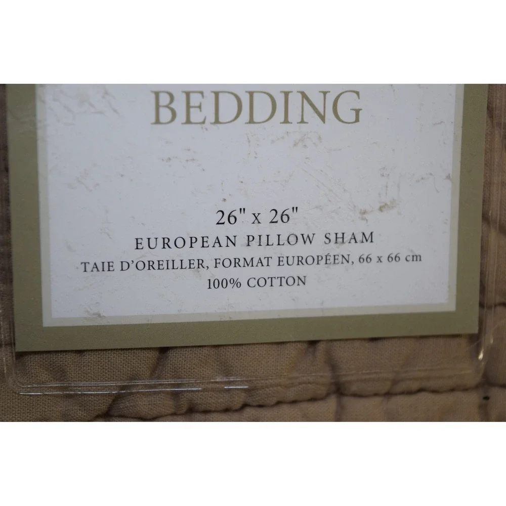 NOS Restoration Hardware Harvest Bedding European Pillow Sham 26x26 Tan NEW
